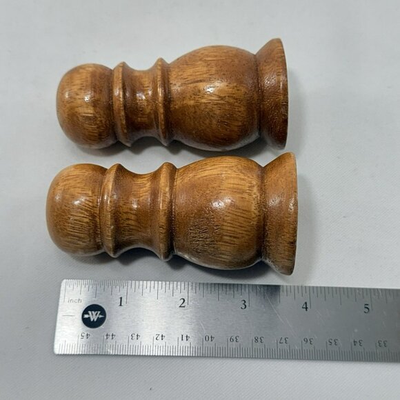 Natural Wood Wooden Salt Pepper Shaker Set Eco Nature Country Carved Retro Brown - Picture 7 of 8